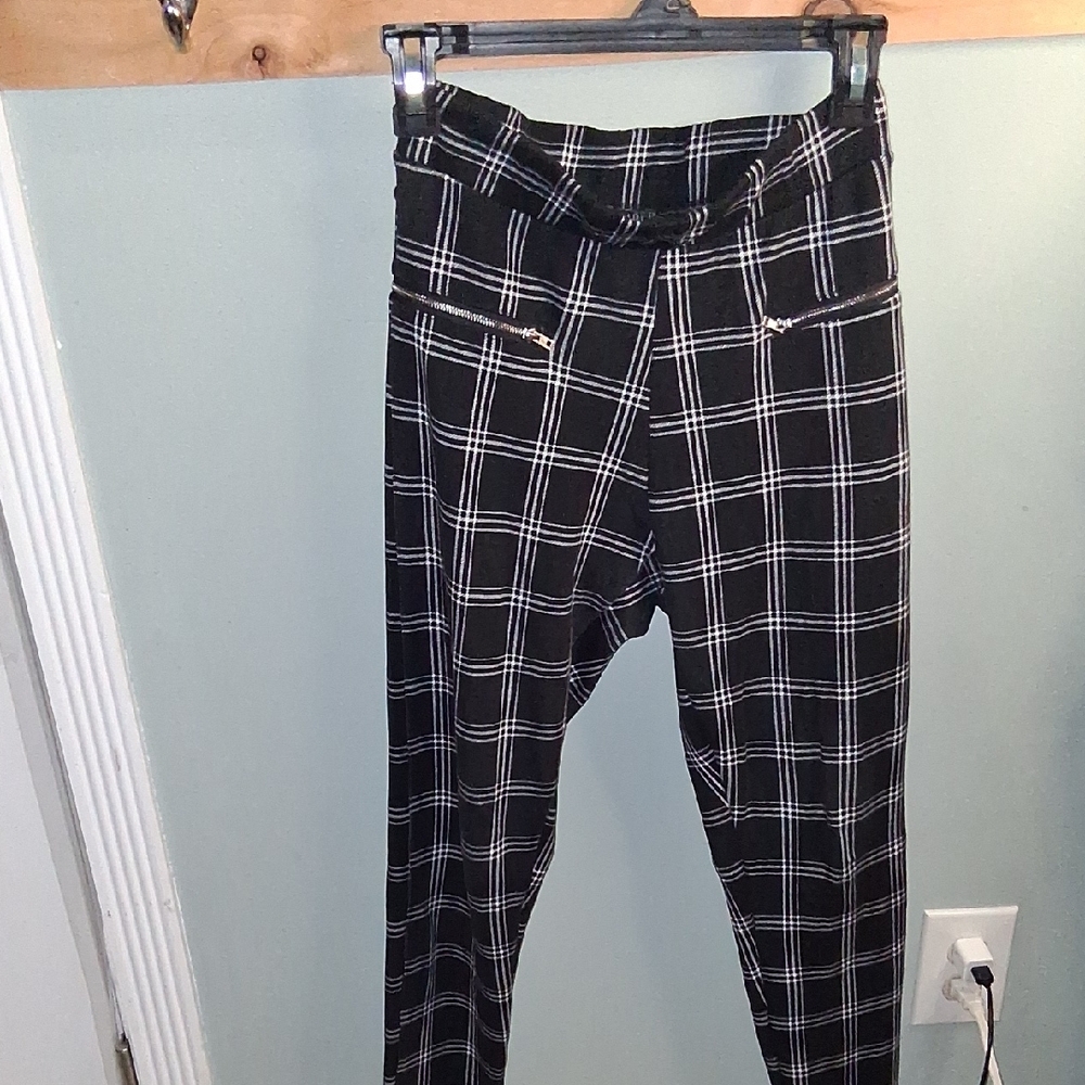 Revamped Black and White Checkered WoMen's Pants